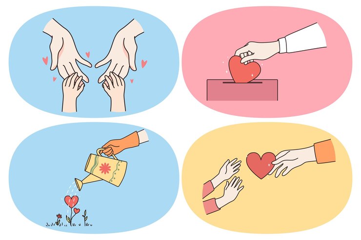 Vector 사랑의 마음과 도움 개념