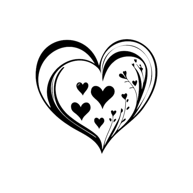 Love heart Icon hand draw black colour valentine logo vector element and symbol