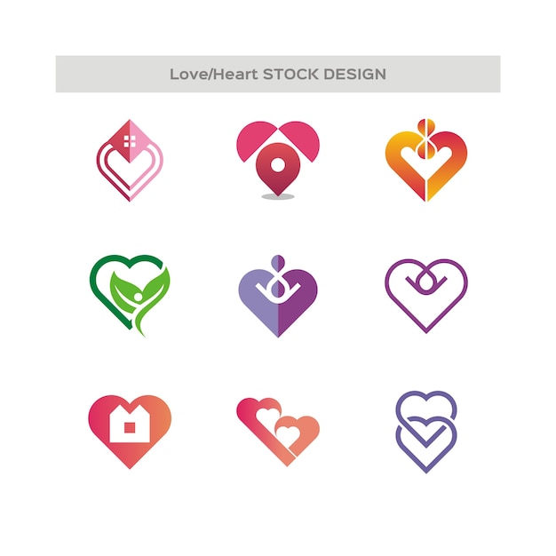 Love and Heart icon set