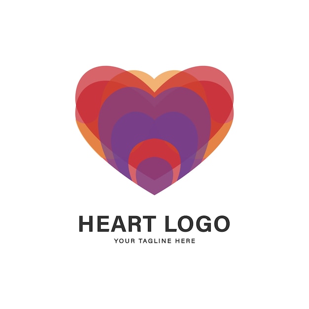 Love heart logo design with a bit 3d style and overlapping color