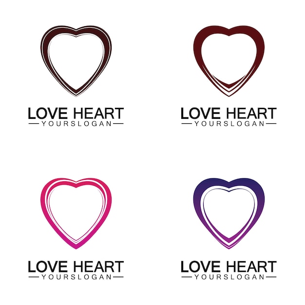 Logo del cuore di amore e modello di vettore di simbolo