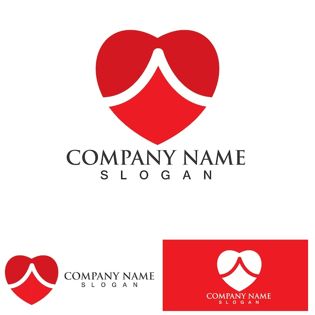Логотип сердца любви и векторный шаблон символов