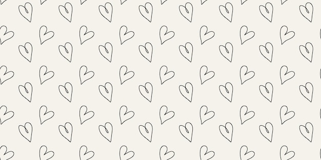 Love heart seamless pattern illustration Trendy handdrawn doodle seamless pattern with hearts