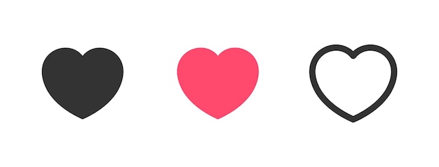 Vector love heart symbol icon set love illustration set with solid and outline vector hearts editable stroke red heart vector heart thin line icon