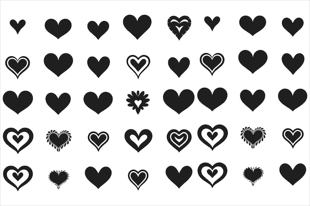 Vector love heart symbol ions set for valentines day elements