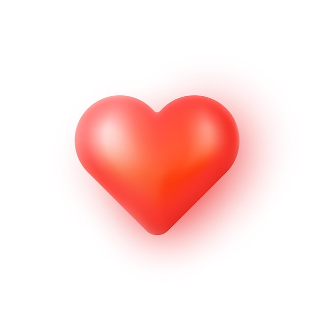 Love heart for Valentines Day Like icon for social network in 3d cartoon style