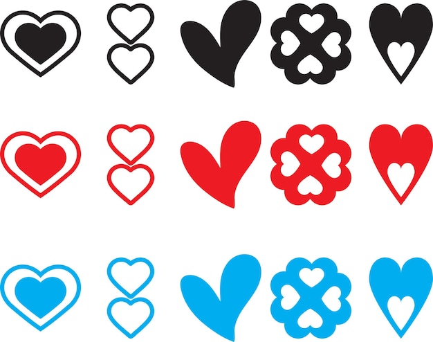 Vector love heart vector bundle eps cut file three color