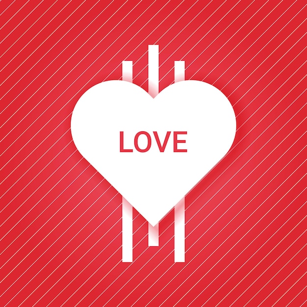 Love heart vector element design on background red color decorative