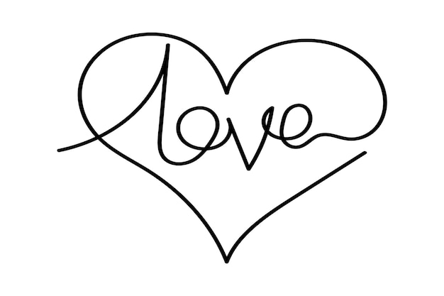 Vector love and heart with line art vector illustrations
