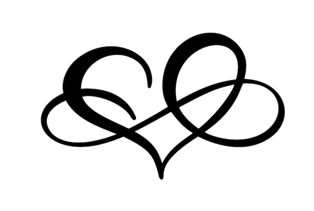 Love heart with sign of infinity Icon for greeting card or wedding Valentines day tattoo print