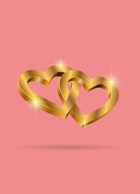 Vettore cuori d'amore fatti d'oro vector illustrazione sketch.