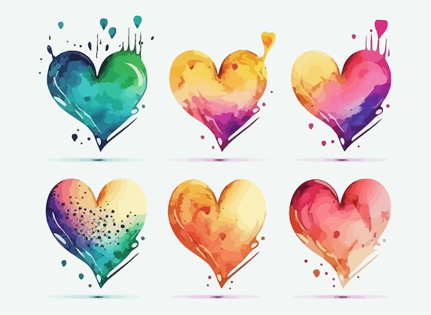 Love hearts in watercolor style