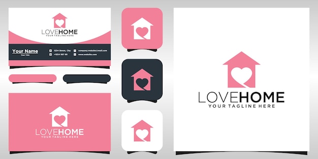 Love home Logo designs Template. house combined with heart for logo and business card design