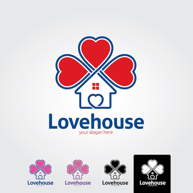 Love home logo. heart and house icon combination.