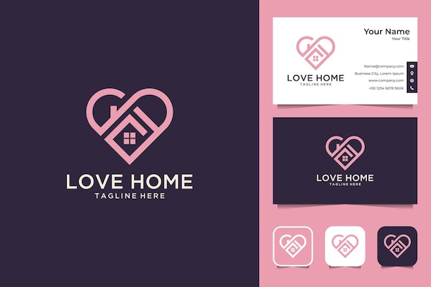 Love home modern real estate logo design and business card