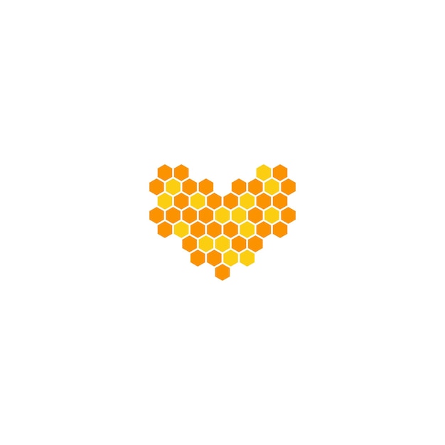 Love honey, bee hive shape heart. vector logo icon template