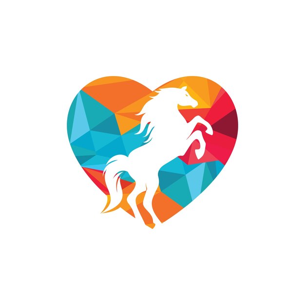 Love horse vector logo design