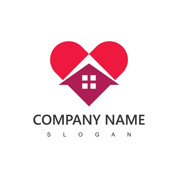 Love house logo design vector illustration template