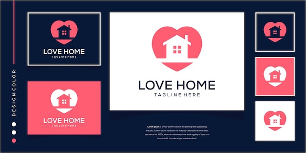 Vector love house logo design