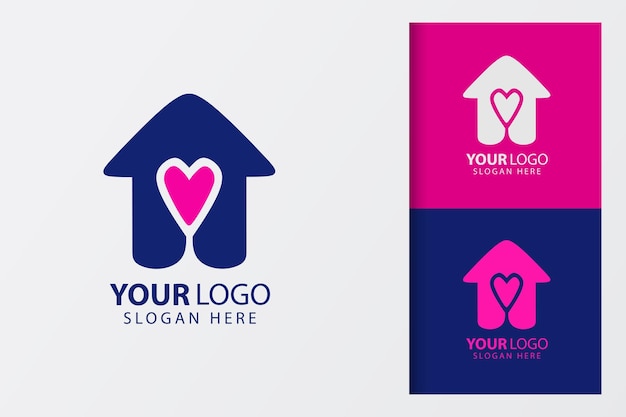 Vector love house negative space logo ideas and business branding designs inspiration