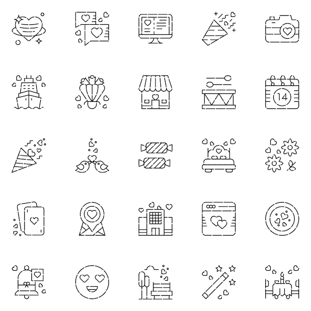 Love Icons bundle Vector illustration