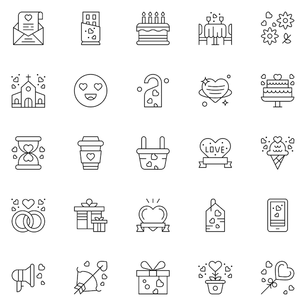 Набор векторных иллюстраций Love Icons