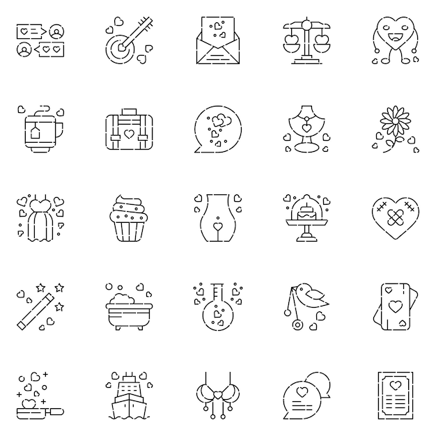 Love Icons bundle Vector illustration