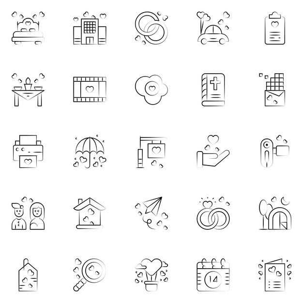 Набор векторных иллюстраций Love Icons