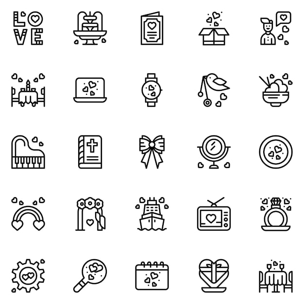 Набор векторных иллюстраций Love Icons