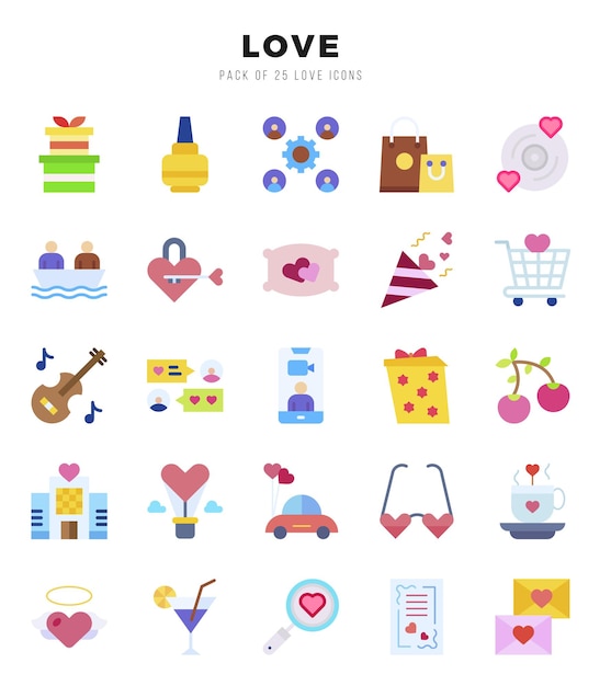 Love Icons Pack Flat iconen set Flat iconen collectie set