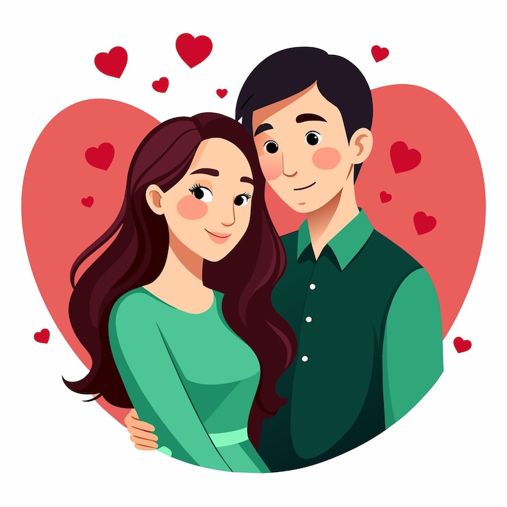 Vector love illustration of a couple on valentines day