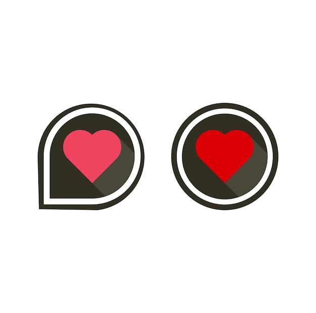 Love Illustration Set with Solid and Outline Vector Hearts