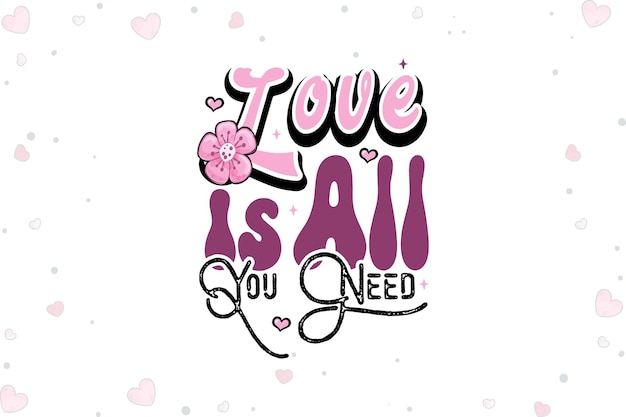 ベクトル love is all need you バレンタインデー tシャツ