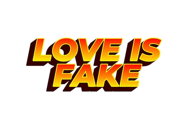 Vector love is fake text effect in 3 dimension style