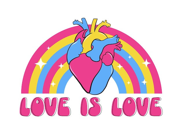 Love is love heart and lgbt rainbow
