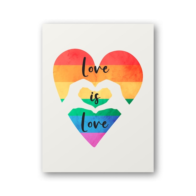 Love is Love Vector Design for Tshirt Plackard Print Pride Month Празднование концепции Типография Qute Watercolor Heart Lgbt Rainbow Transgender Flag ЛГБТ-геи Лесбиянки борются за права человека