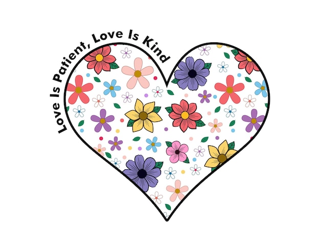 Love is Patient Love is Kind Valentines Day T-shirt Design Vector Love Quote Grappige bruiloft PNG
