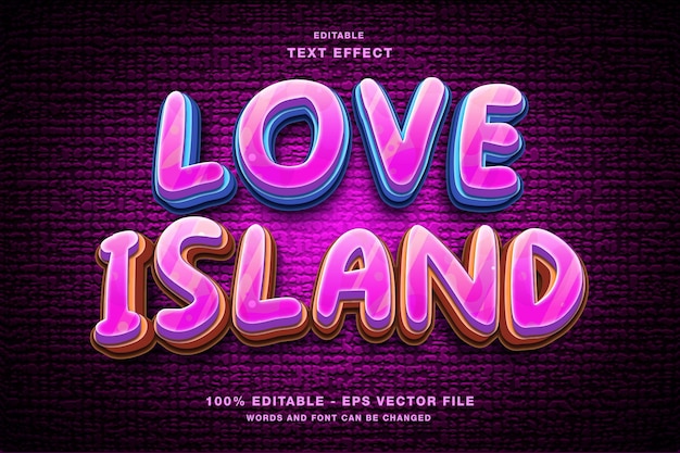 ベクトル love island 編集可能なテキスト効果