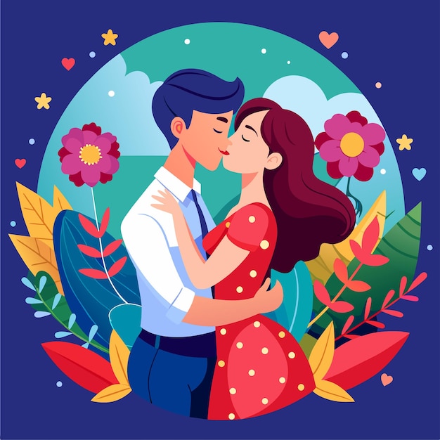 Love Kissing Day Couple Illustration