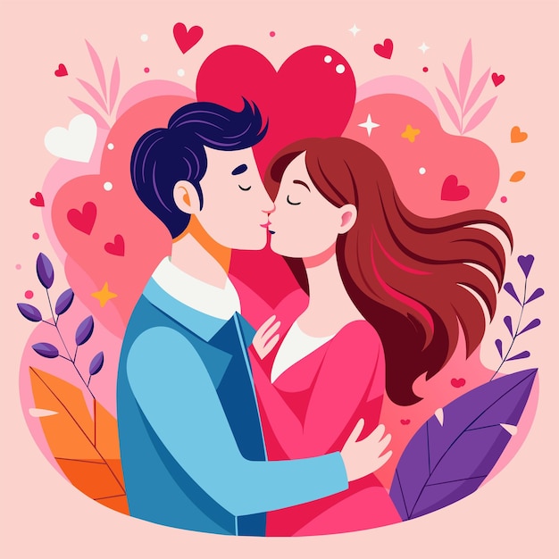 Love Kissing Day Couple Illustration