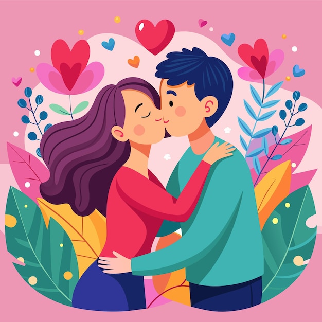 Love Kissing Day couple illustration