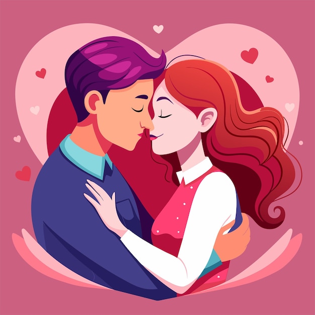 Иллюстрация пары "День поцелуя в любви"