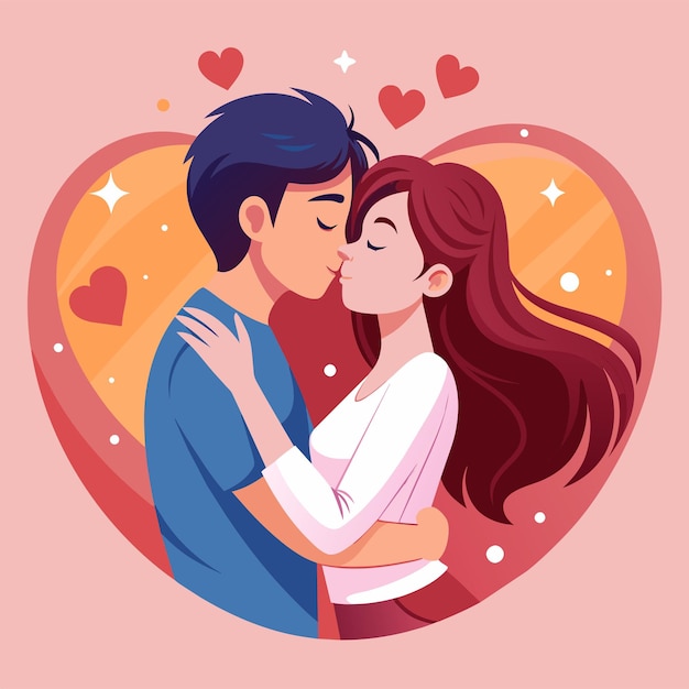 Vector love kissing day couple illustration