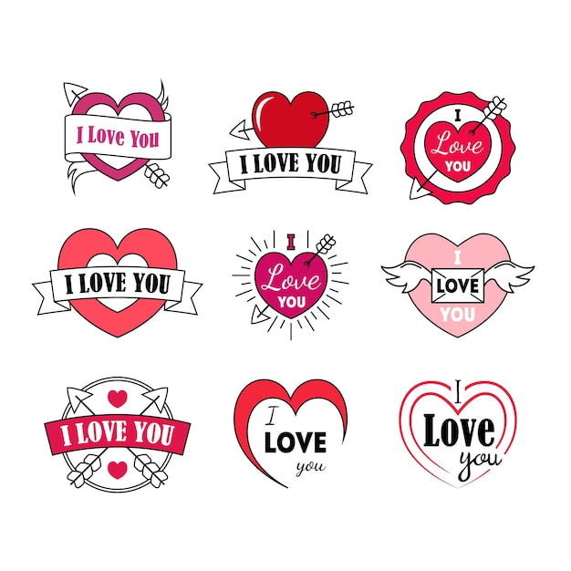 Love Labels Badge Set for Valentines Day Vector