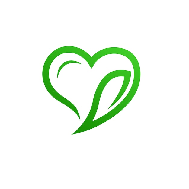 Logo amore e foglie ama il cuore lascia l'icona illustrazione vettoriale delle foglie d'amore simbolo della natura dell'amore