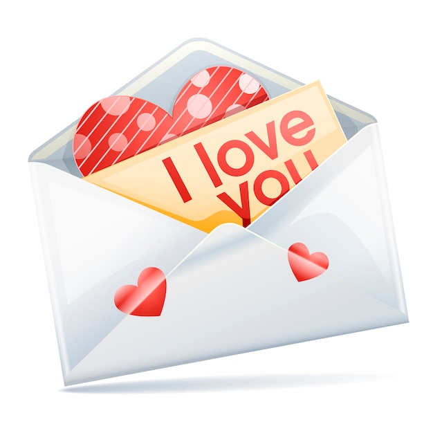 Love Letter Envelope isolated on white background.