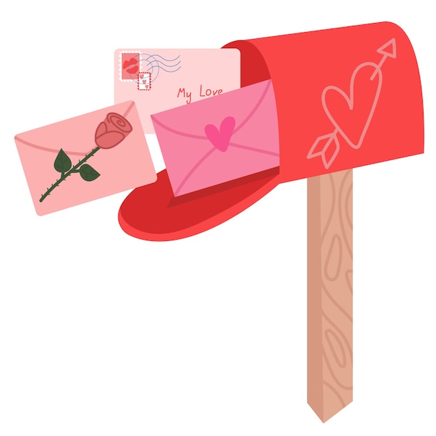 Love letter vector. Mailbox vector. Love letter in mailbox. Vector stock of a mail box with a love l