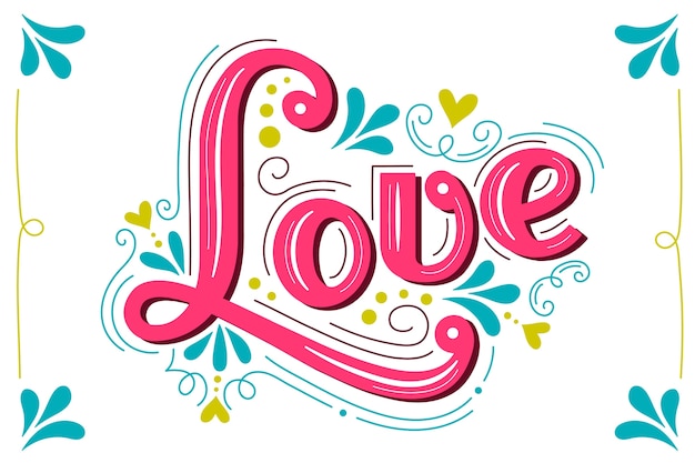 Vector love lettering in vintage style