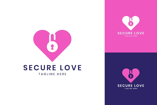 Love lock negative space logo design