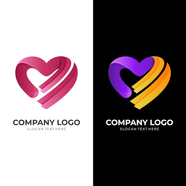 Love logo design with 3d colorful style